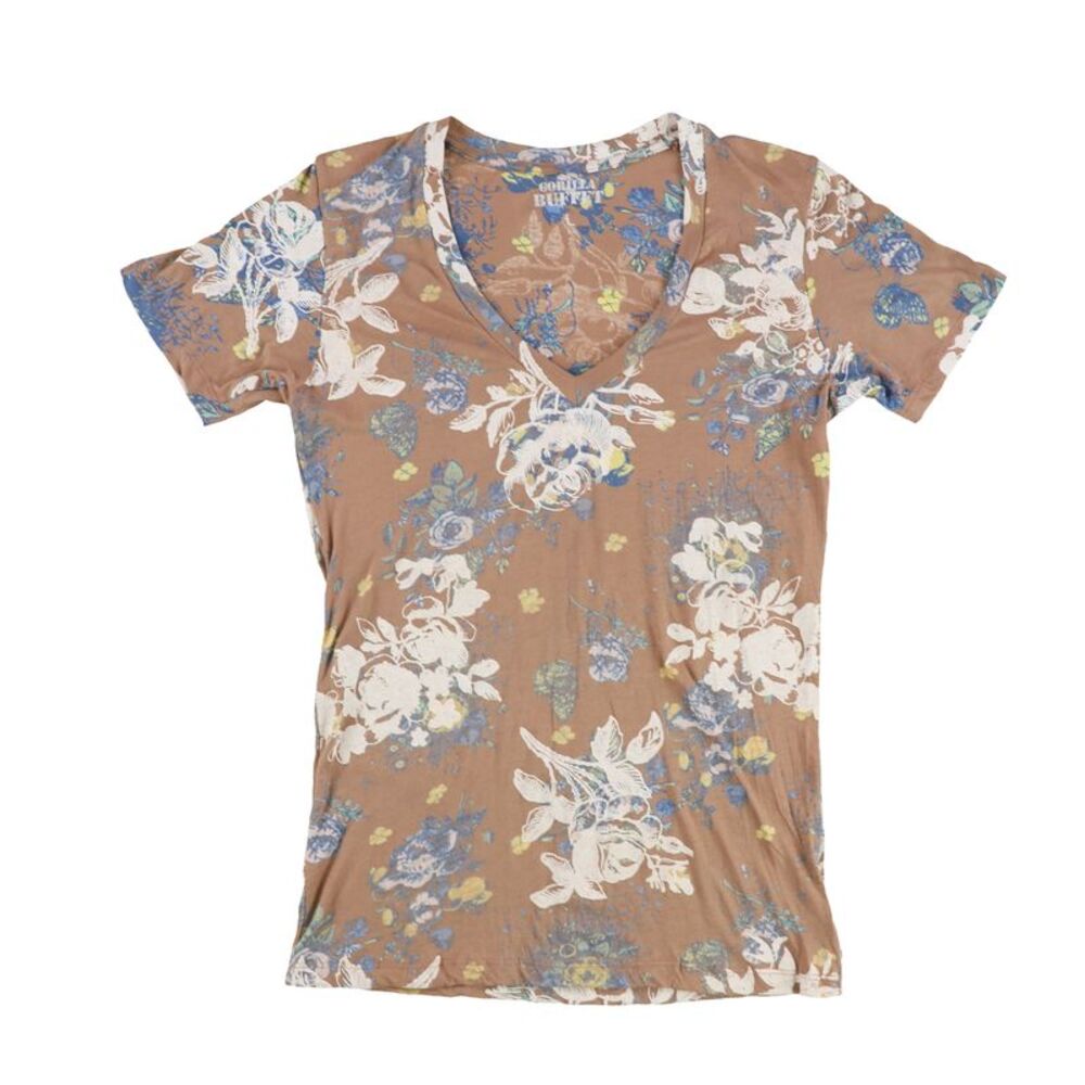 Gorilla Buffet Womens Floral Print Graphic T-Shirt, NWT
